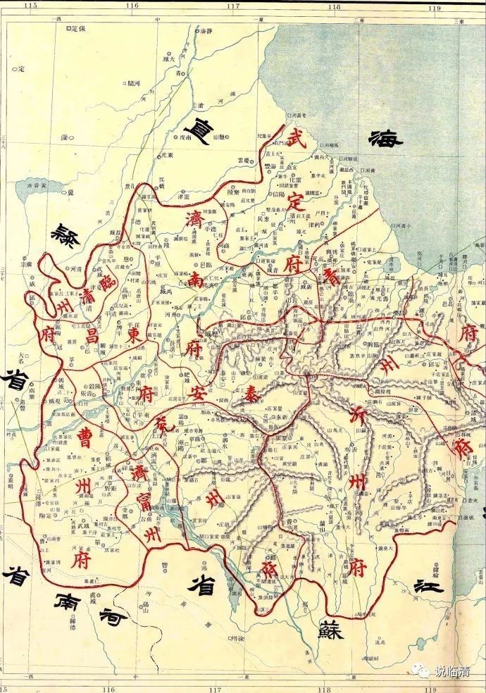 清代山东地图.(图片来源于网络)